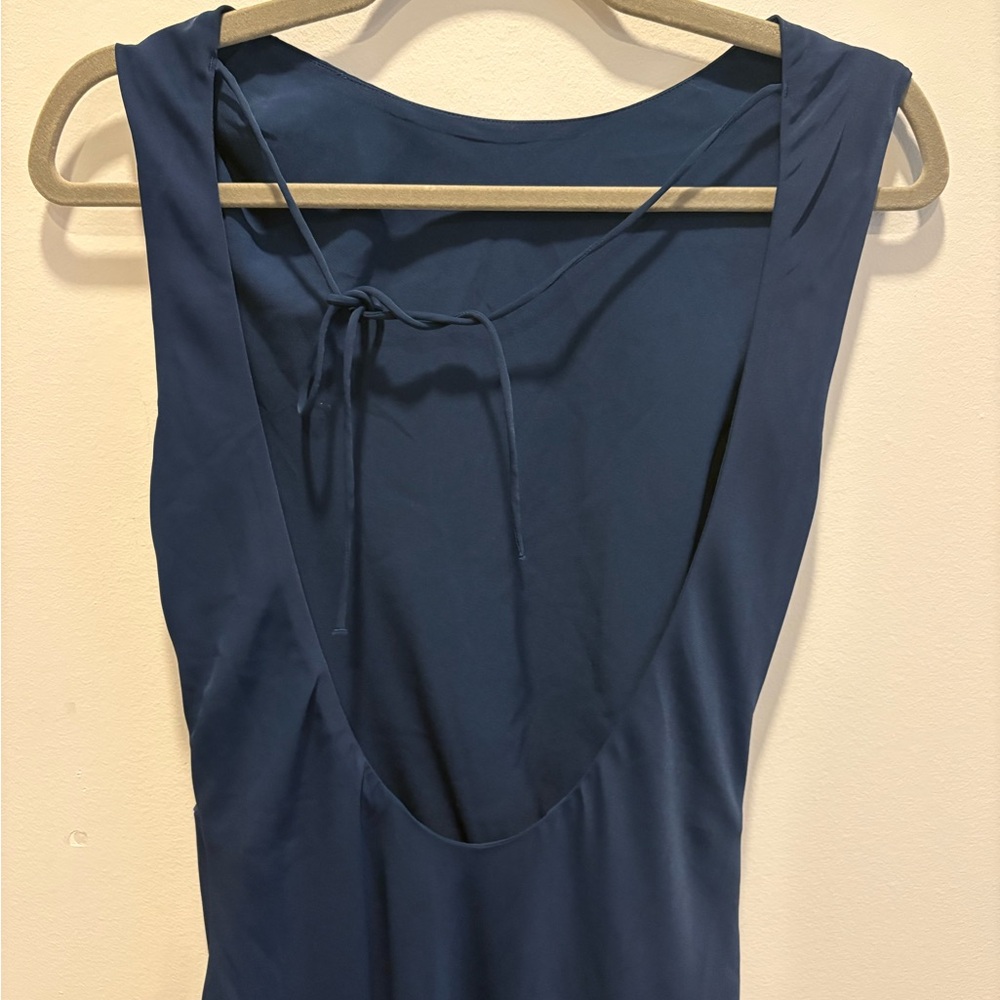 Abercrombie & fitch open back navy maxi cocktail wedding guest dress medium - Picture 5 of 7